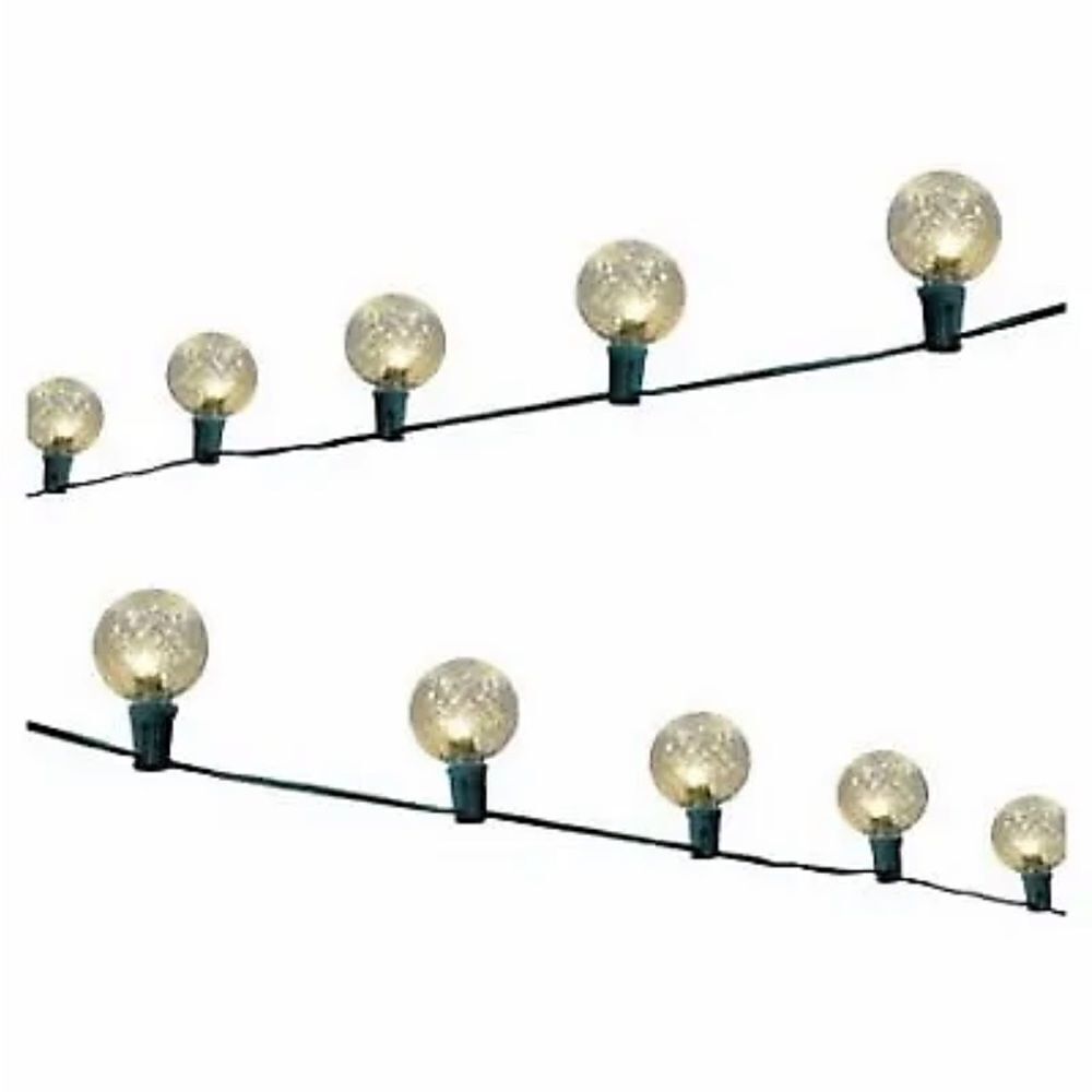 2 Lines Faceted Oversized LED C-BulbLight String, Cool White, Green Wire, 40Ct.